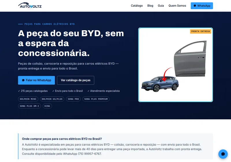 Página inicial do site AutoVoltz